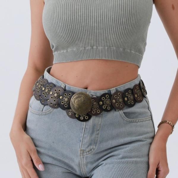 COWBOY DISC BELT DUAL TONE RUSTIC