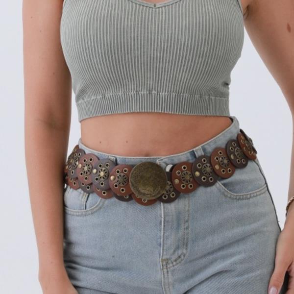 COWBOY DISC BELT DUAL TONE RUSTIC