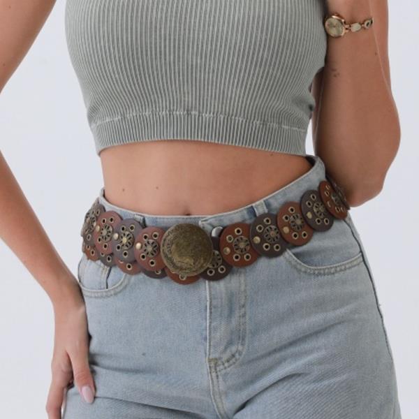 COWBOY DISC BELT DUAL TONE RUSTIC