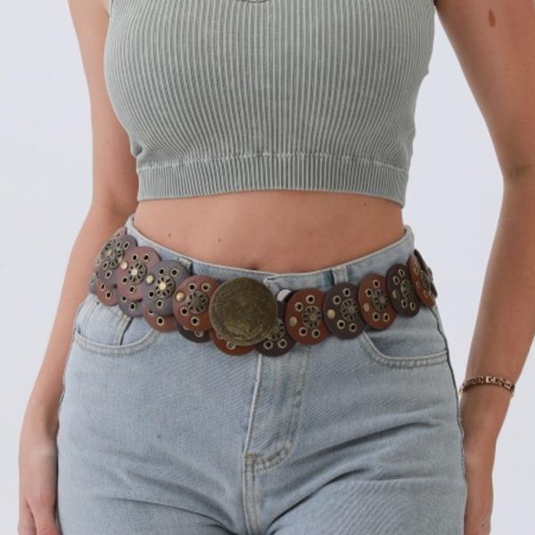 COWBOY DISC BELT DUAL TONE RUSTIC