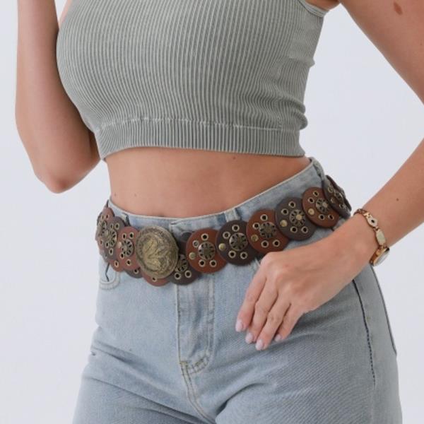 COWBOY DISC BELT DUAL TONE RUSTIC