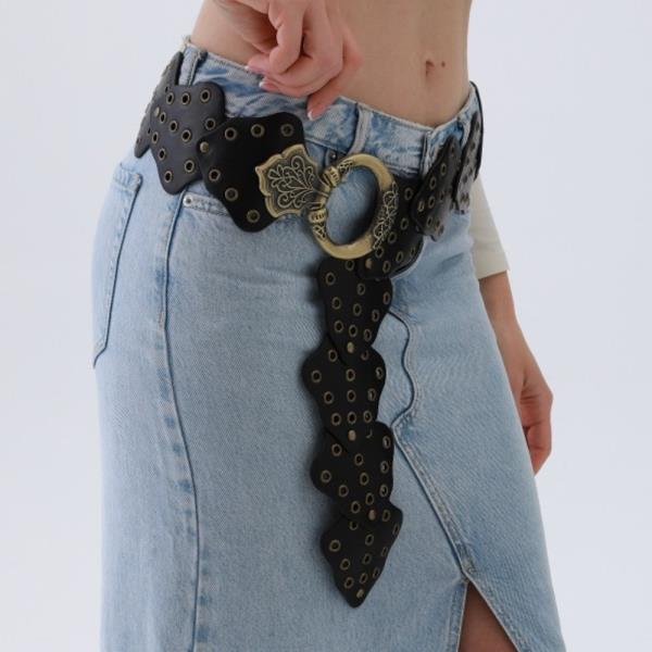 VINTAGE LEAF WAIST BELT STUDDED DESIGN