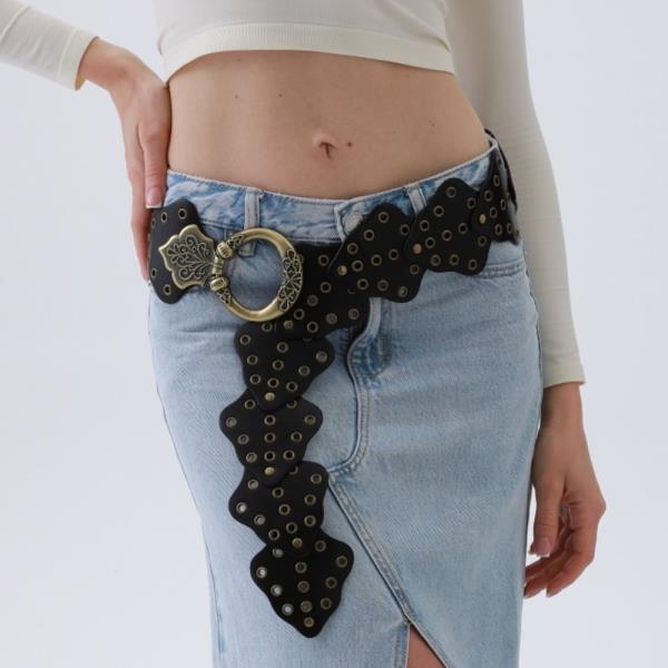 VINTAGE LEAF WAIST BELT STUDDED DESIGN
