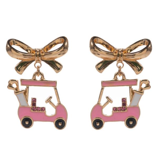 RIBBON BOW GOLF CART DANGLE EARRING