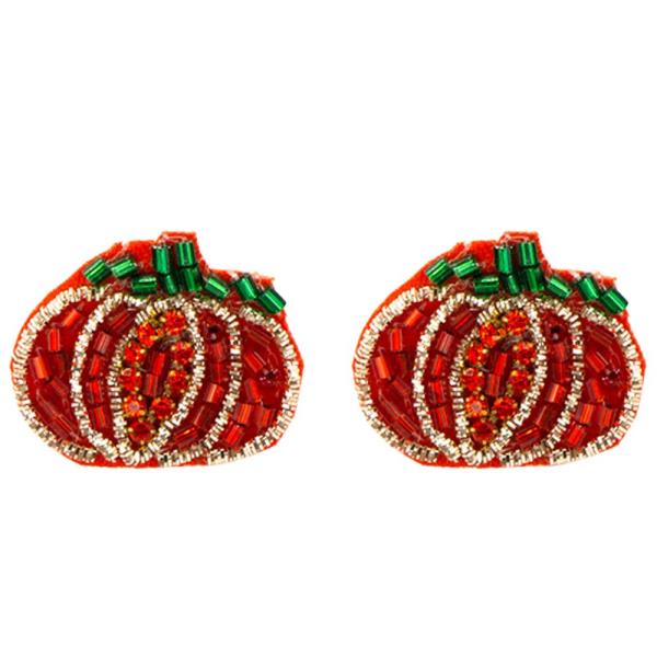 SEED BEAD PUMPKIN HALLOWEEN EARRING