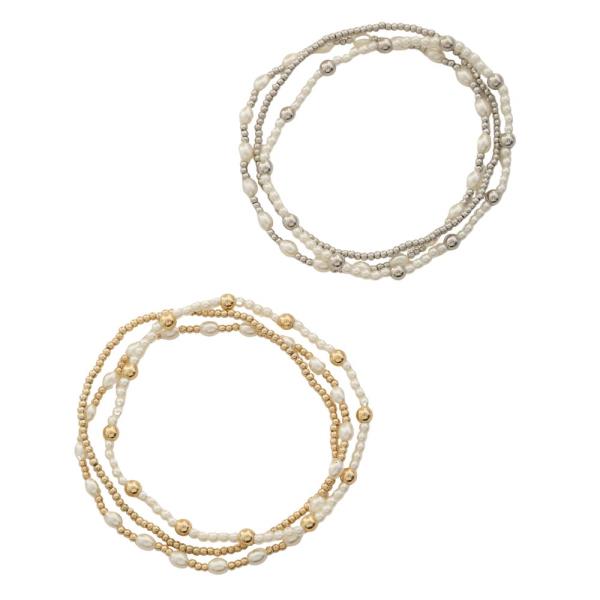 BALL PEARL BEAD BRACELET SET