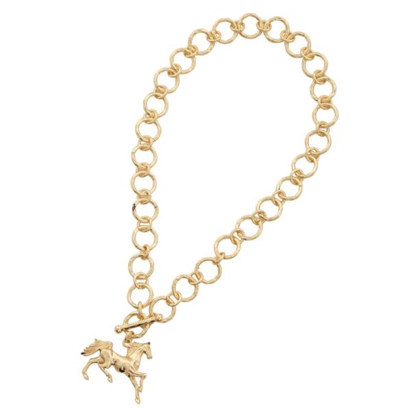 HORSE PENDANT CIRCLE LINK TOGGLE CLASP NECKLACE