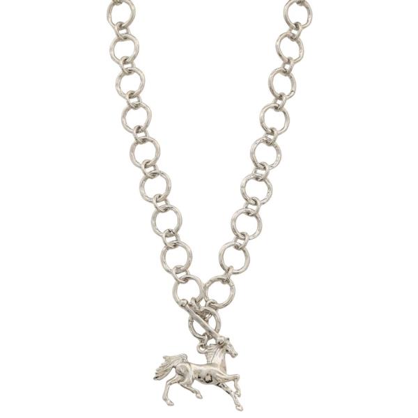 HORSE PENDANT CIRCLE LINK TOGGLE CLASP NECKLACE