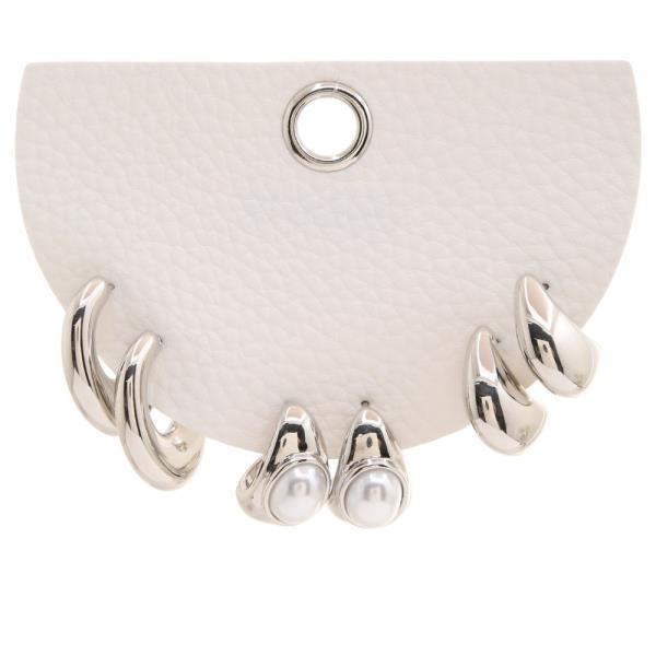 METAL HOOP STACKED MODERN CHUNKY EARRING SET