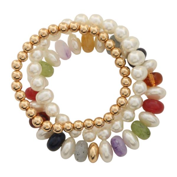 MULTI PEARL BEAD BRACELET SET