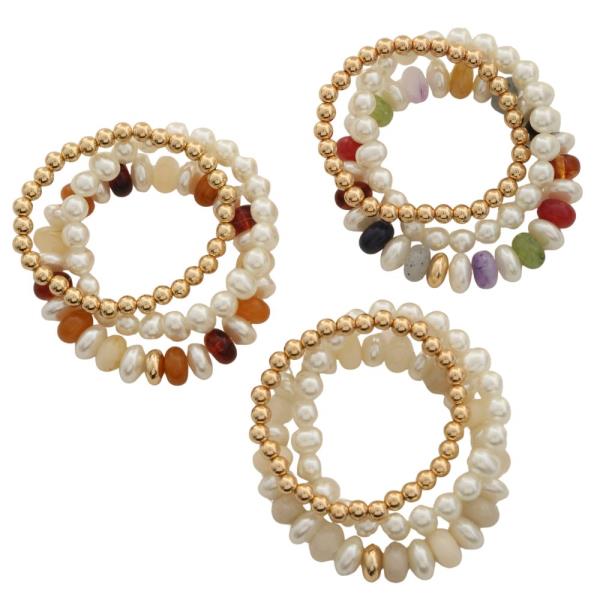 MULTI PEARL BEAD BRACELET SET