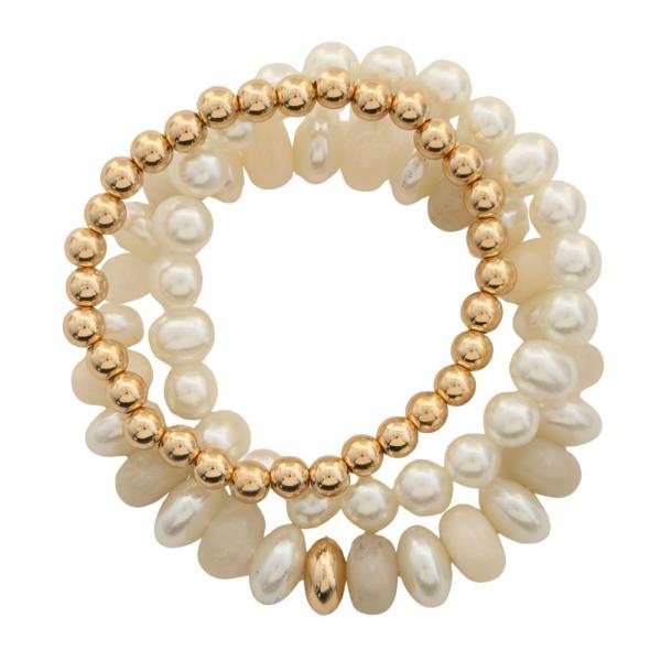 MULTI PEARL BEAD BRACELET SET