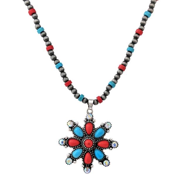 CHRISTMAS WESTERN BEADED PENDANT NECKLACE