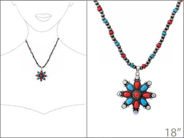 CHRISTMAS WESTERN BEADED PENDANT NECKLACE