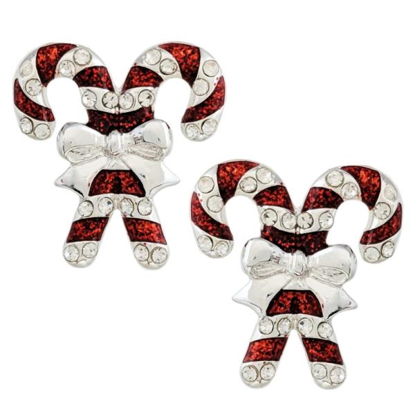 CHRISTMAS CANDY CANE GLITTER EARRING