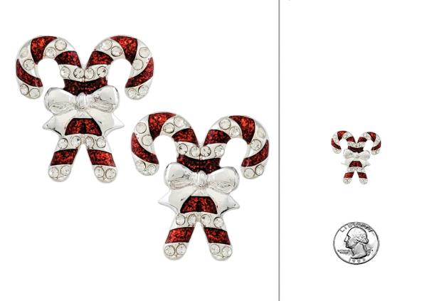 CHRISTMAS CANDY CANE GLITTER EARRING
