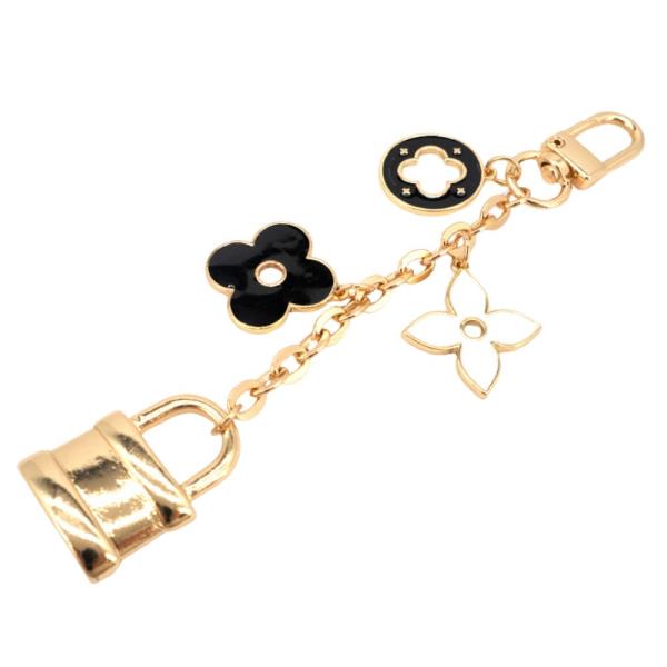 LOCK BLACK WHITE CHARM BAG CHAIN KEYCHAIN