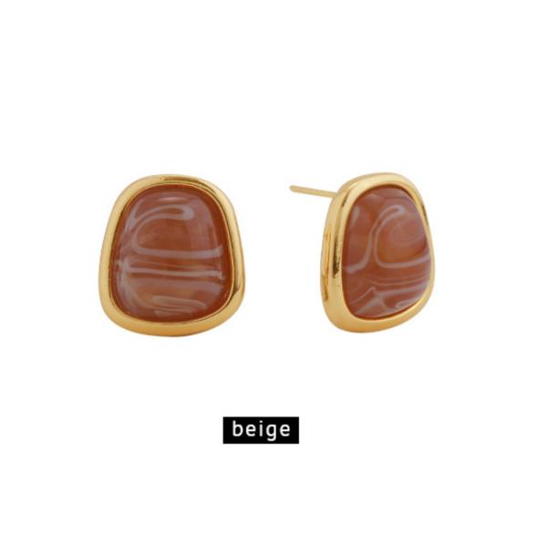 14K GOLD DIPPED SHAPED RESIN STUD POST EARRING