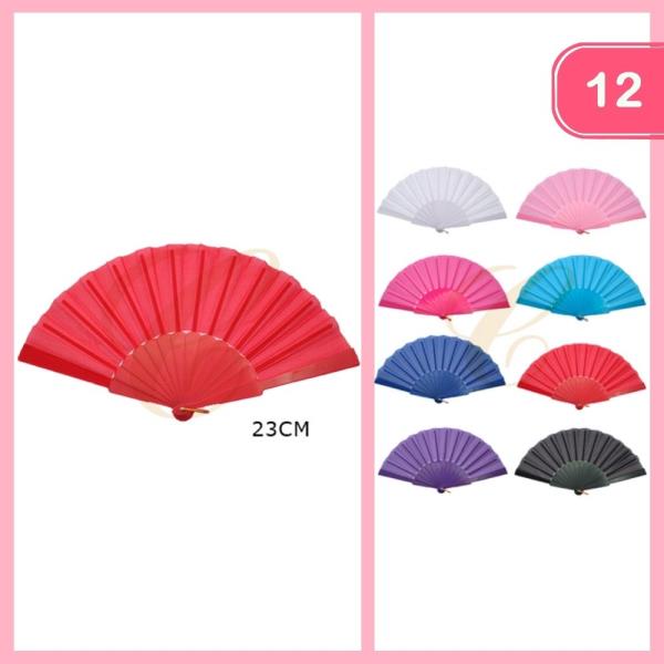 SOLID COLOR HAND FAN (12 UNITS)