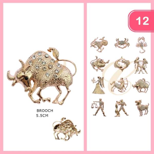 ZODIAC RHINESTONE BROOCH (12 UNITS)