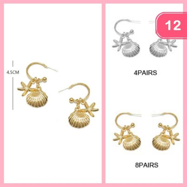 STARFISH SEASHELL EARRINGS (12 UNITS)