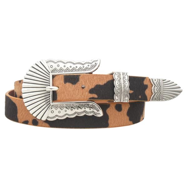 RIBBED PATTERN ENGRAVED WESTERN BUCKLE BELT