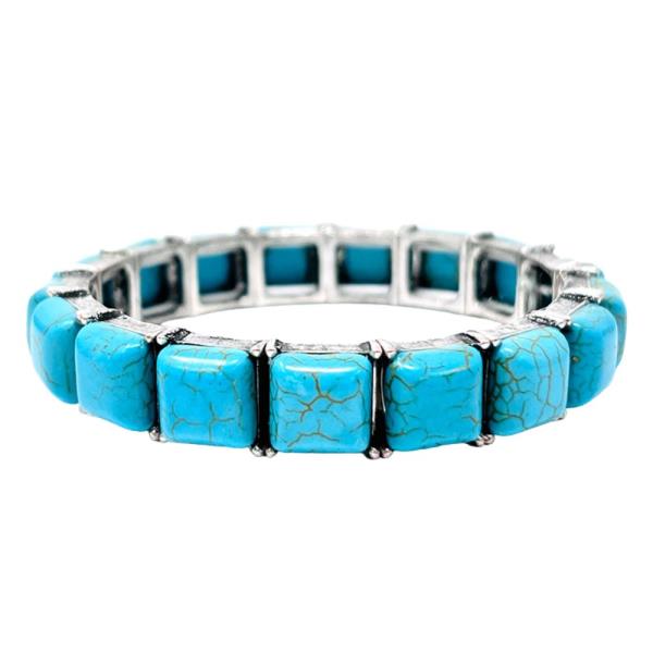 SQUARE TURQUOISE BEAD BRACELET