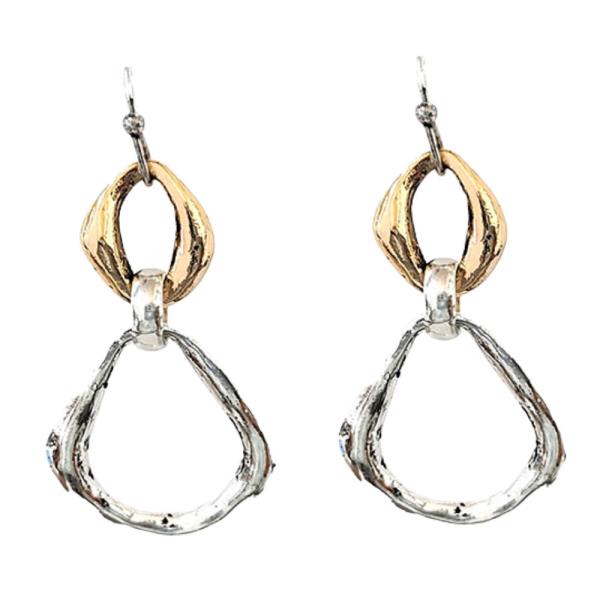 TWO TONE METAL DANGLE EARRING