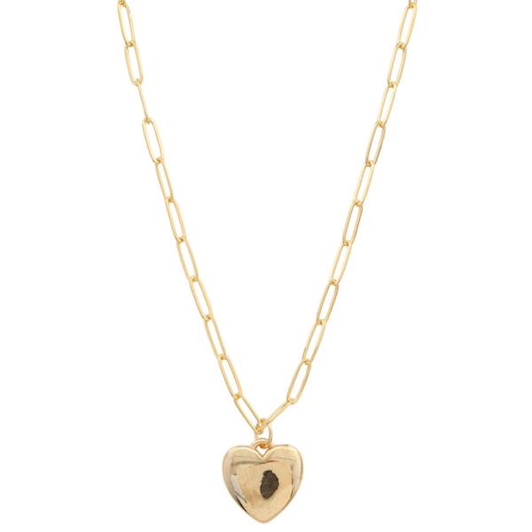 SODAJO PUFFY HEART PENDANT GOLD DIPPED NECKLACE