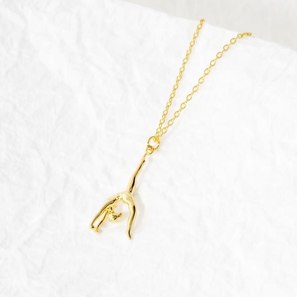 18K GOLD RHODIUM BUILD LIKE A GYMNAST PENDANT NECKLACE