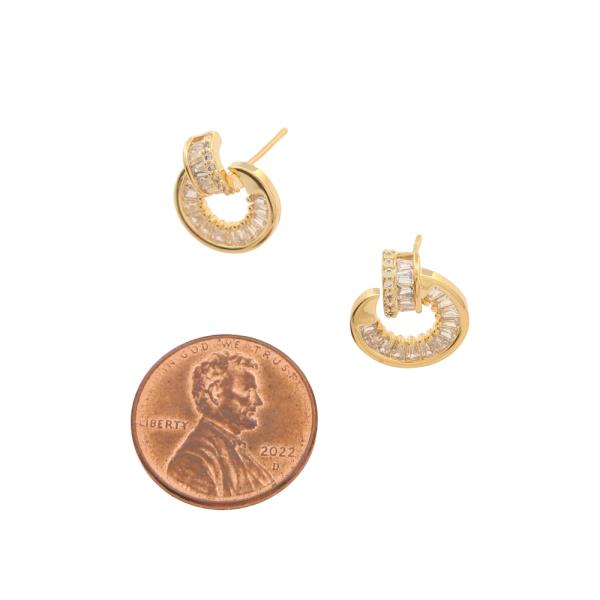 SODAJO GOLD FILLED BRASS RHINESTONE LINK STUD EARRING