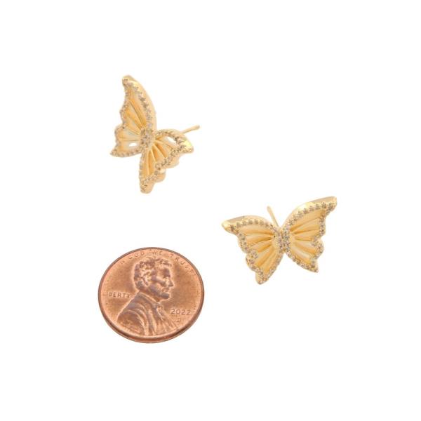 SODAJO GOLD FILLED BRASS RHINESTONE BUTTERFLY EARRING