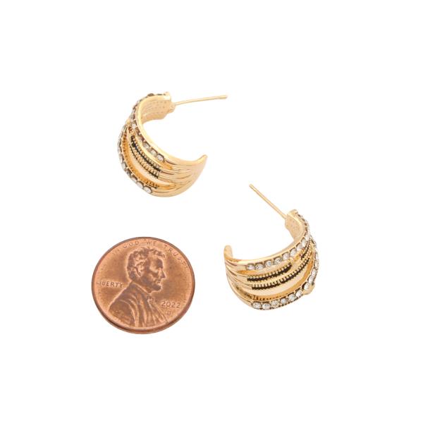 SODAJO GOLD FILLED BRASS RHINESTONE STAR HOOP EARRING