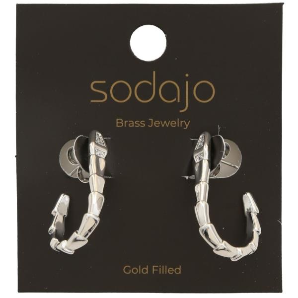 SODAJO GOLD FILLED BRASS SNAKE HOOP EARRING