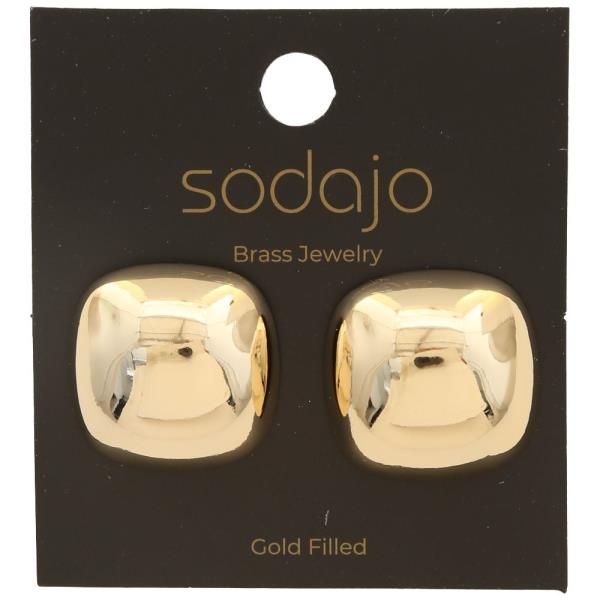SODAJO GOLD FILLED BRASS PUFFY SQUARE EARRING