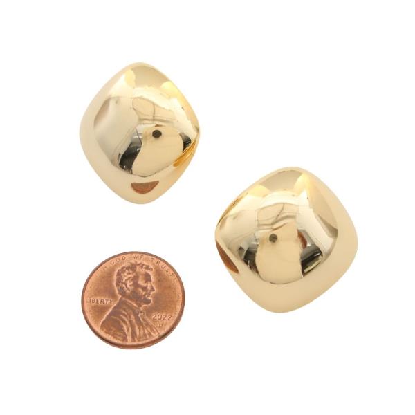 SODAJO GOLD FILLED BRASS PUFFY SQUARE EARRING