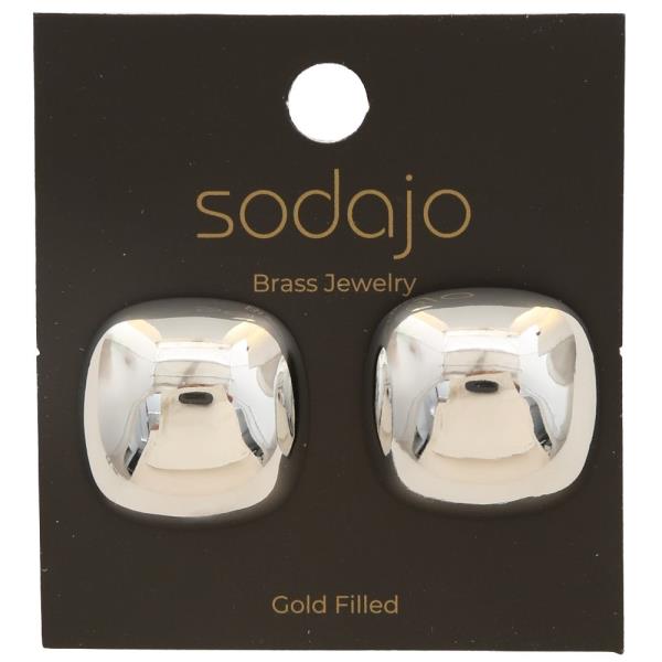 SODAJO GOLD FILLED BRASS PUFFY SQUARE EARRING