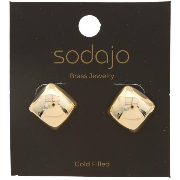 SODAJO GOLD FILLED BRASS PUFFY SQUARE EARRING