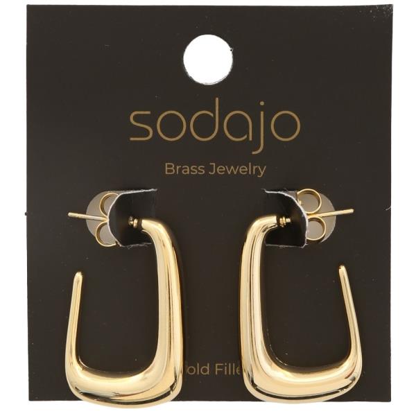 SODAJO GOLD FILLED BRASS RECTANGLE HOOP EARRING