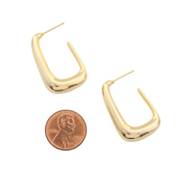 SODAJO GOLD FILLED BRASS RECTANGLE HOOP EARRING