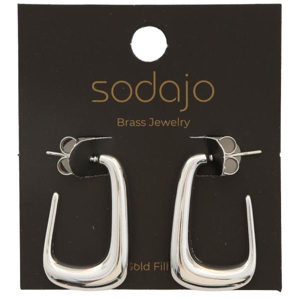 SODAJO GOLD FILLED BRASS RECTANGLE HOOP EARRING
