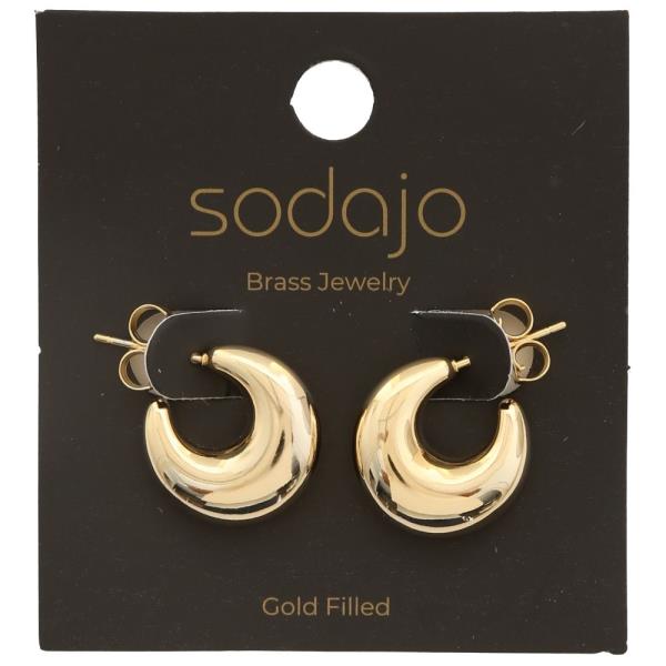 SODAJO GOLD FILLED BRASS PUFFY HOOP EARRING