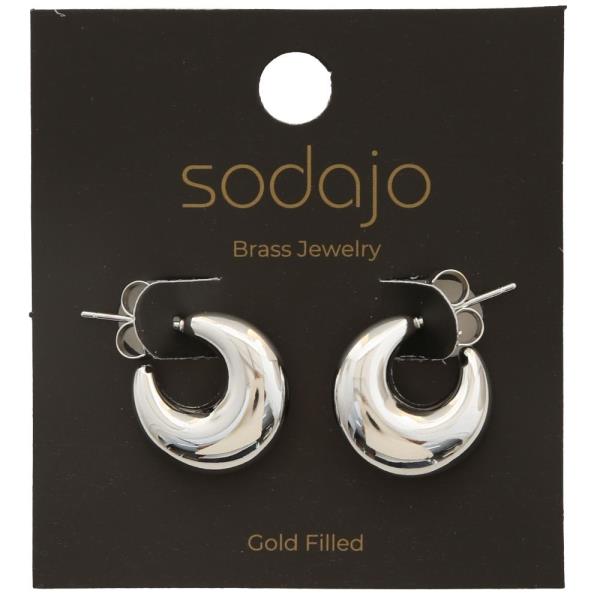 SODAJO GOLD FILLED BRASS PUFFY HOOP EARRING