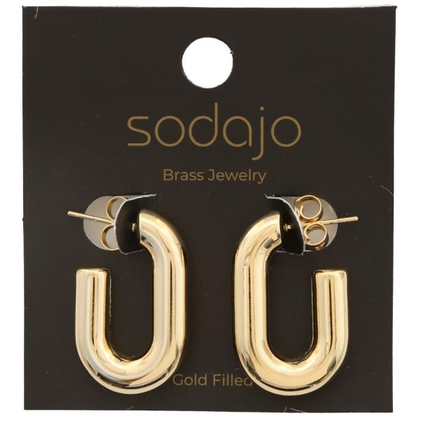 SODAJO GOLD FILLED BRASS TUBE OVAL HOOP EARRING