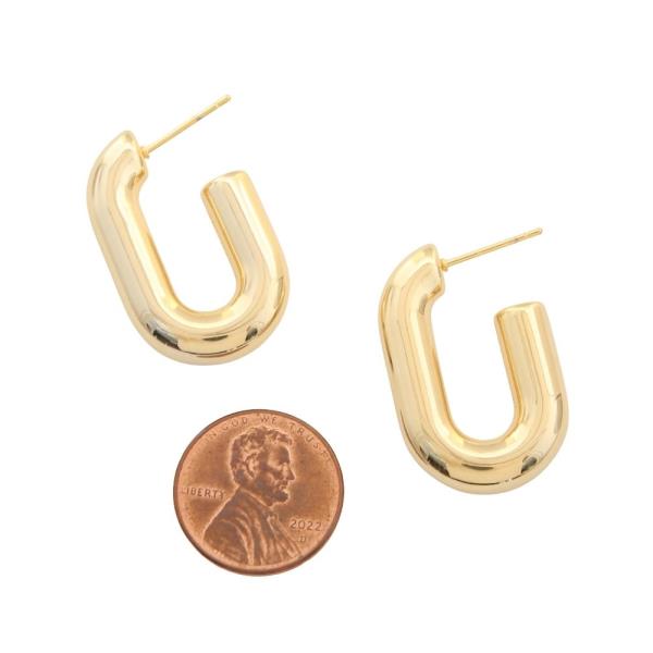 SODAJO GOLD FILLED BRASS TUBE OVAL HOOP EARRING