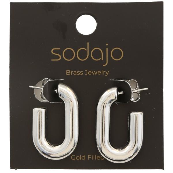 SODAJO GOLD FILLED BRASS TUBE OVAL HOOP EARRING