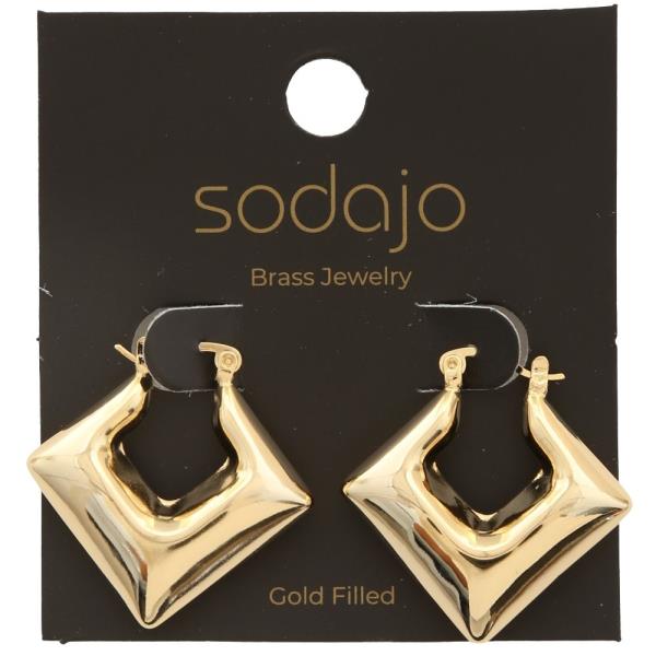 SODAJO GOLD FILLED BRASS RHOMBUS HOOP EARRING