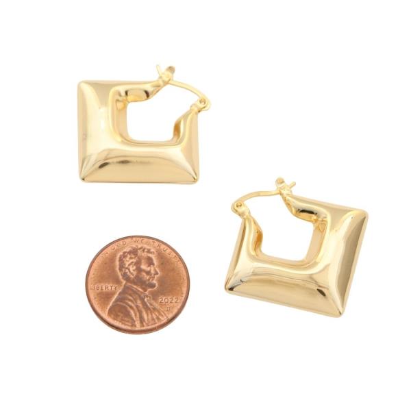 SODAJO GOLD FILLED BRASS RHOMBUS HOOP EARRING
