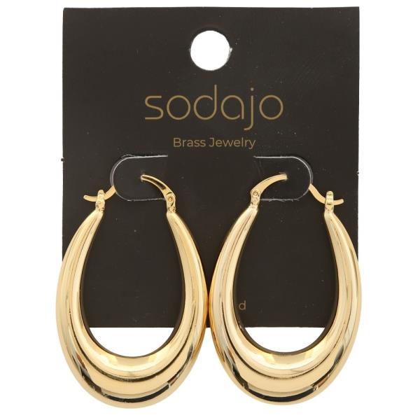 SODAJO GOLD FILLED BRASS OVAL HOOP EARRING