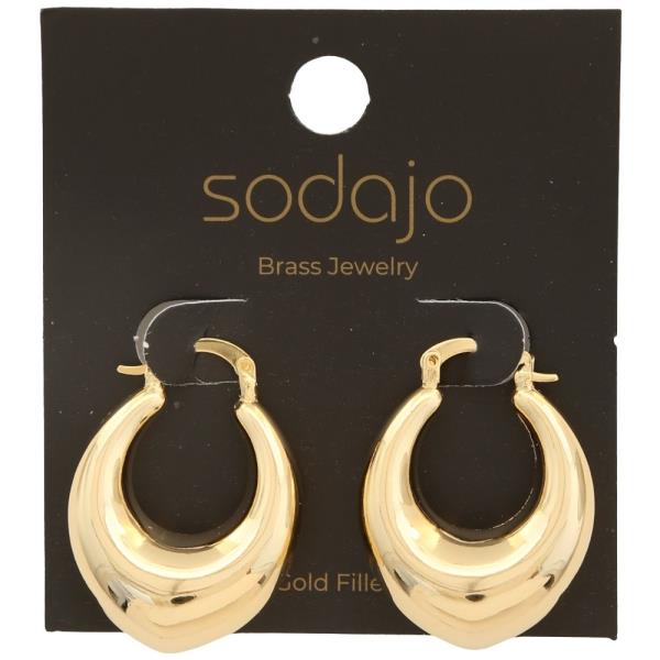 SODAJO GOLD FILLED BRASS OVAL HOOP EARRING